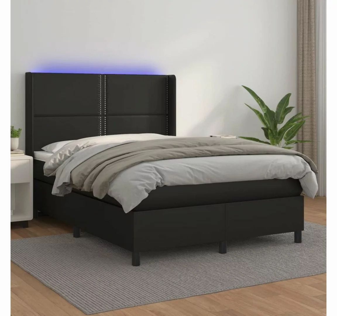 vidaXL Boxspringbett Boxspringbett mit Matratze und LED Kunstleder (140 x 2 günstig online kaufen