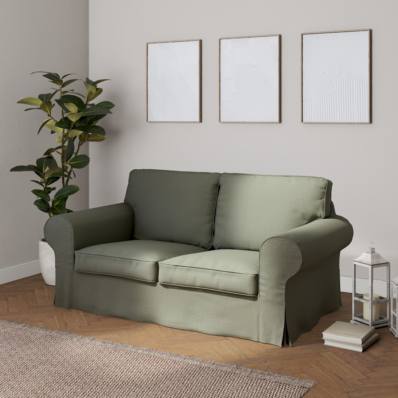 Bezug für Ektorp 2-Sitzer Sofa nicht ausklappbar, khaki, Sofabezug für  Ekt günstig online kaufen