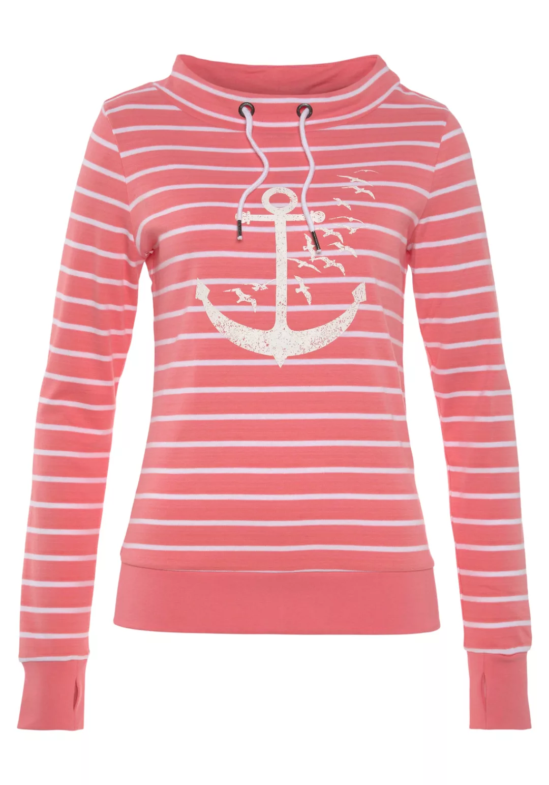 KangaROOS Sweatshirt mit sportlichem Stehkragen und maritimen Druck günstig online kaufen
