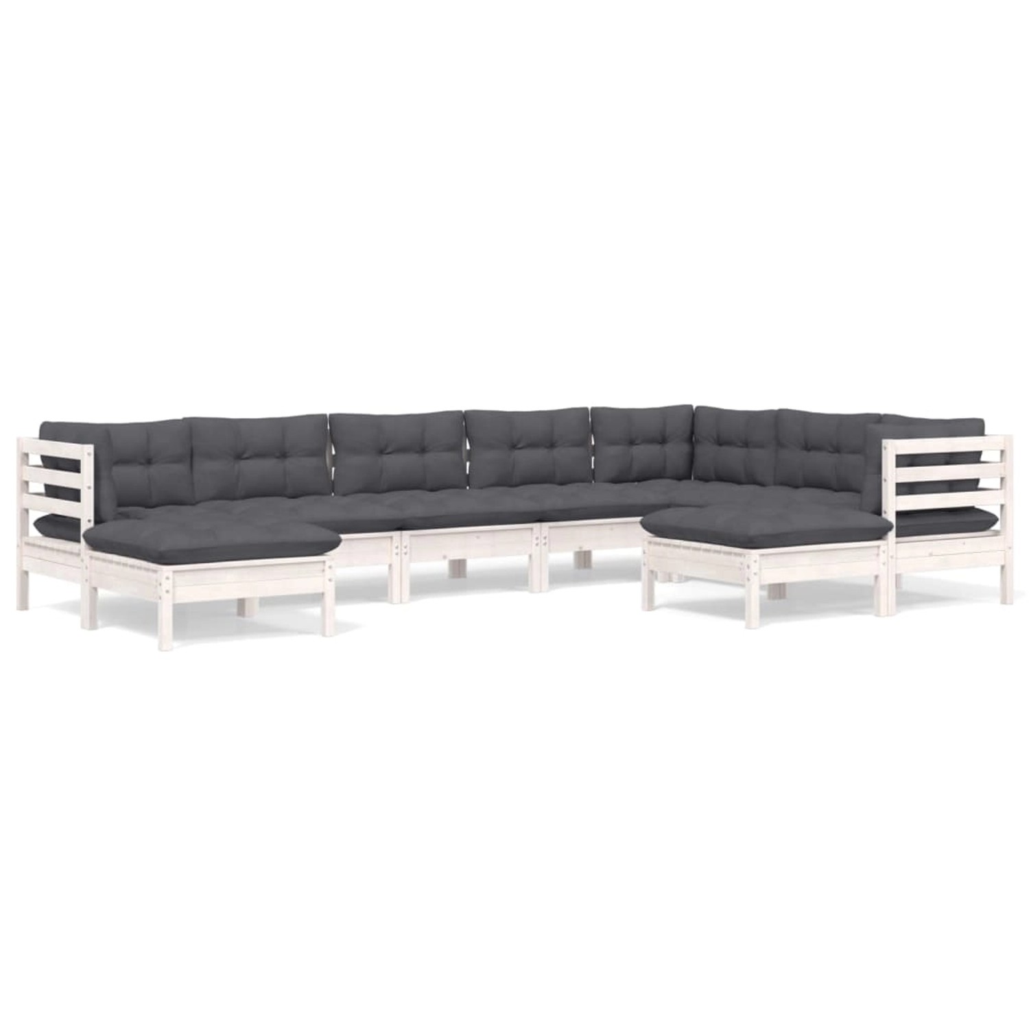 vidaXL 9-tlg Garten-Lounge-Set mit Kissen Weiß Kiefer Massivholz Modell 24 günstig online kaufen