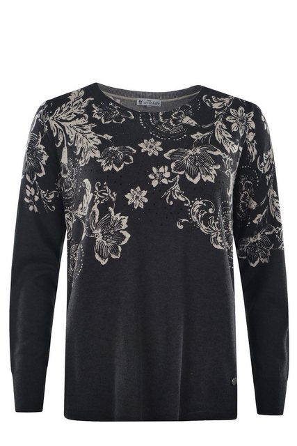 Hajo Rundhalspullover Damen Pullover mit 2-farbigem Print günstig online kaufen