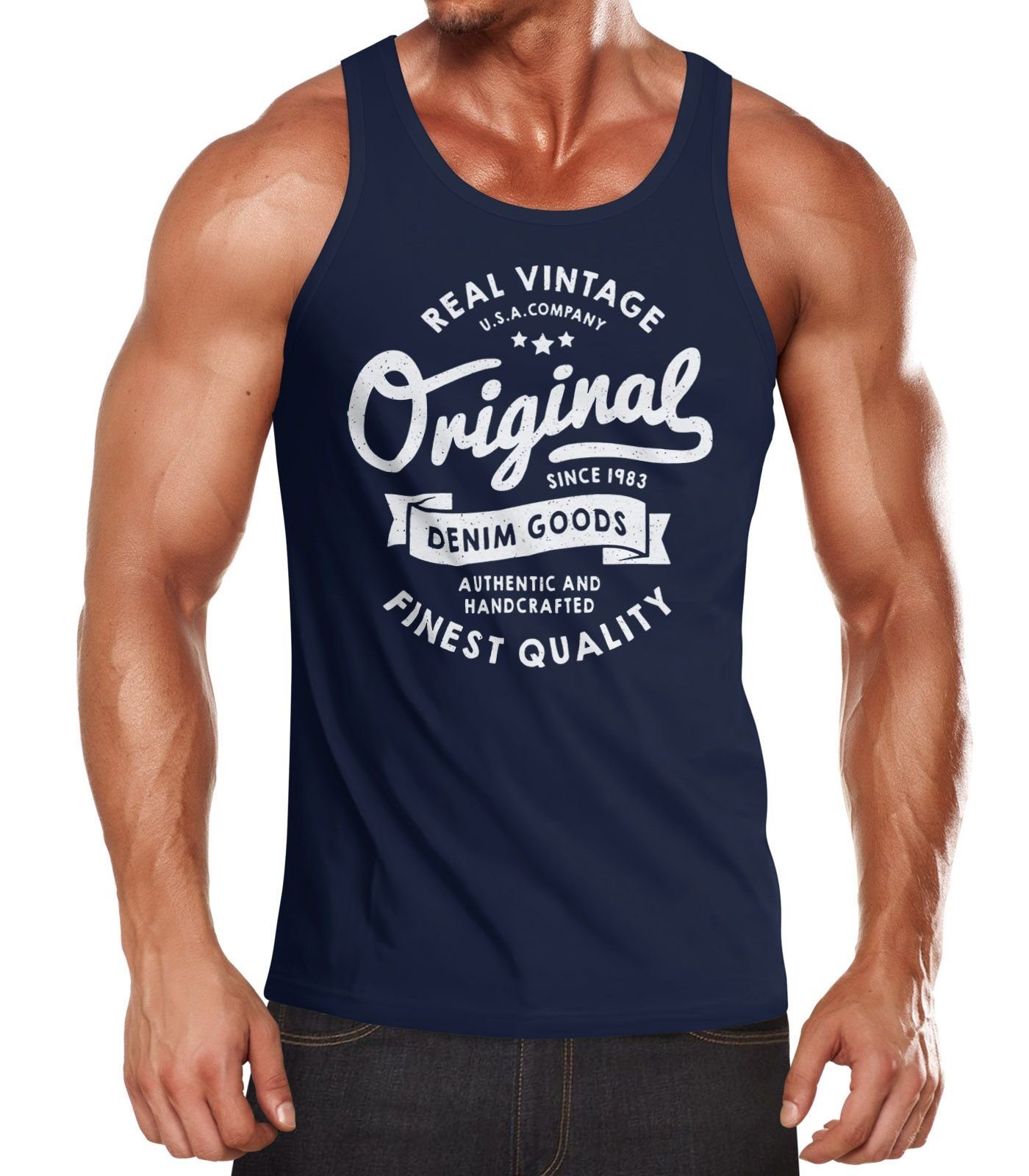 Neverless Tanktop Herren Tank-Top Original Denim günstig online kaufen