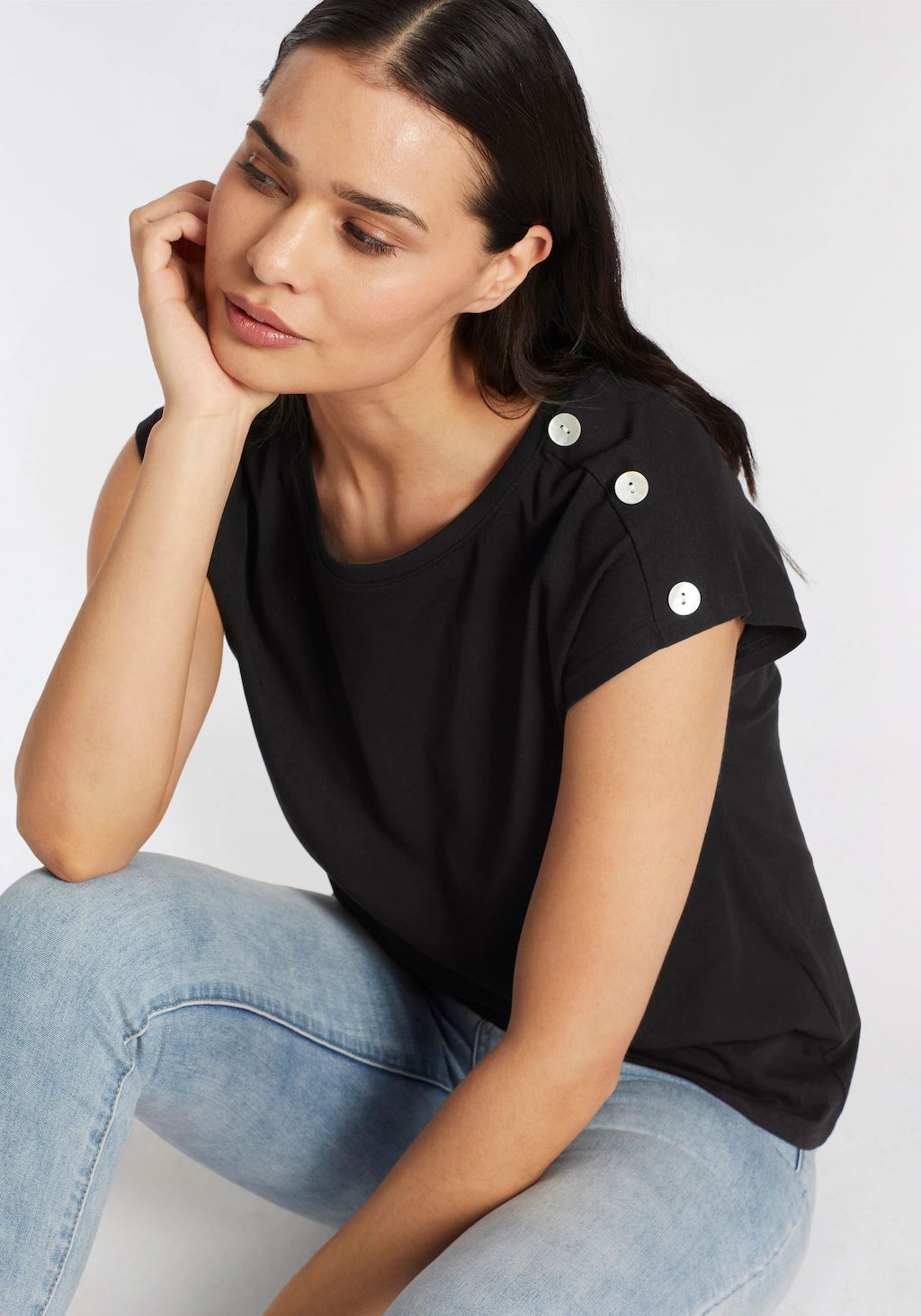 Laura Scott T-Shirt mit Zierknöpfen - NEUE KOLLEKTION günstig online kaufen