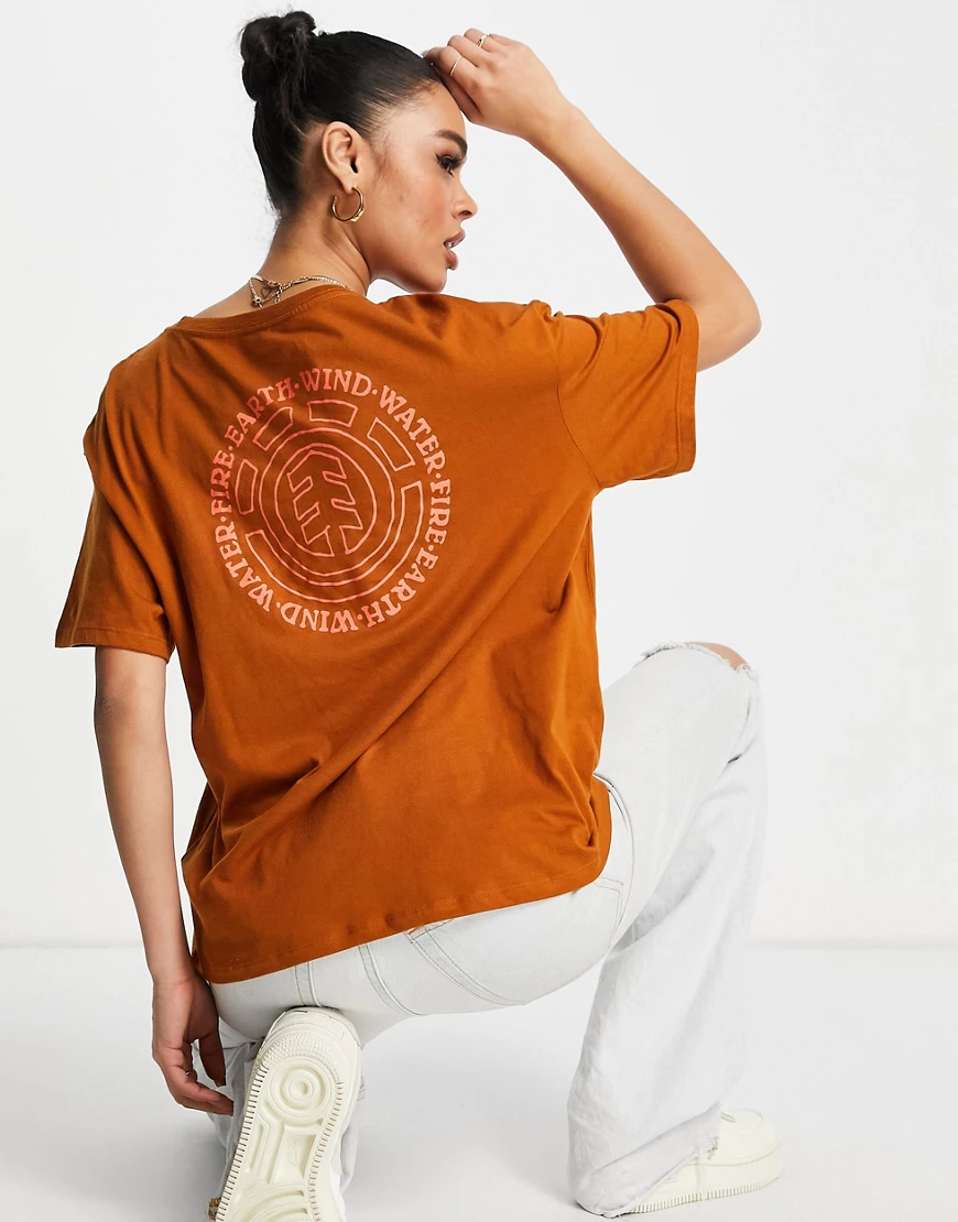 Element – Exley – T-Shirt in Braun mit Rückenprint günstig online kaufen