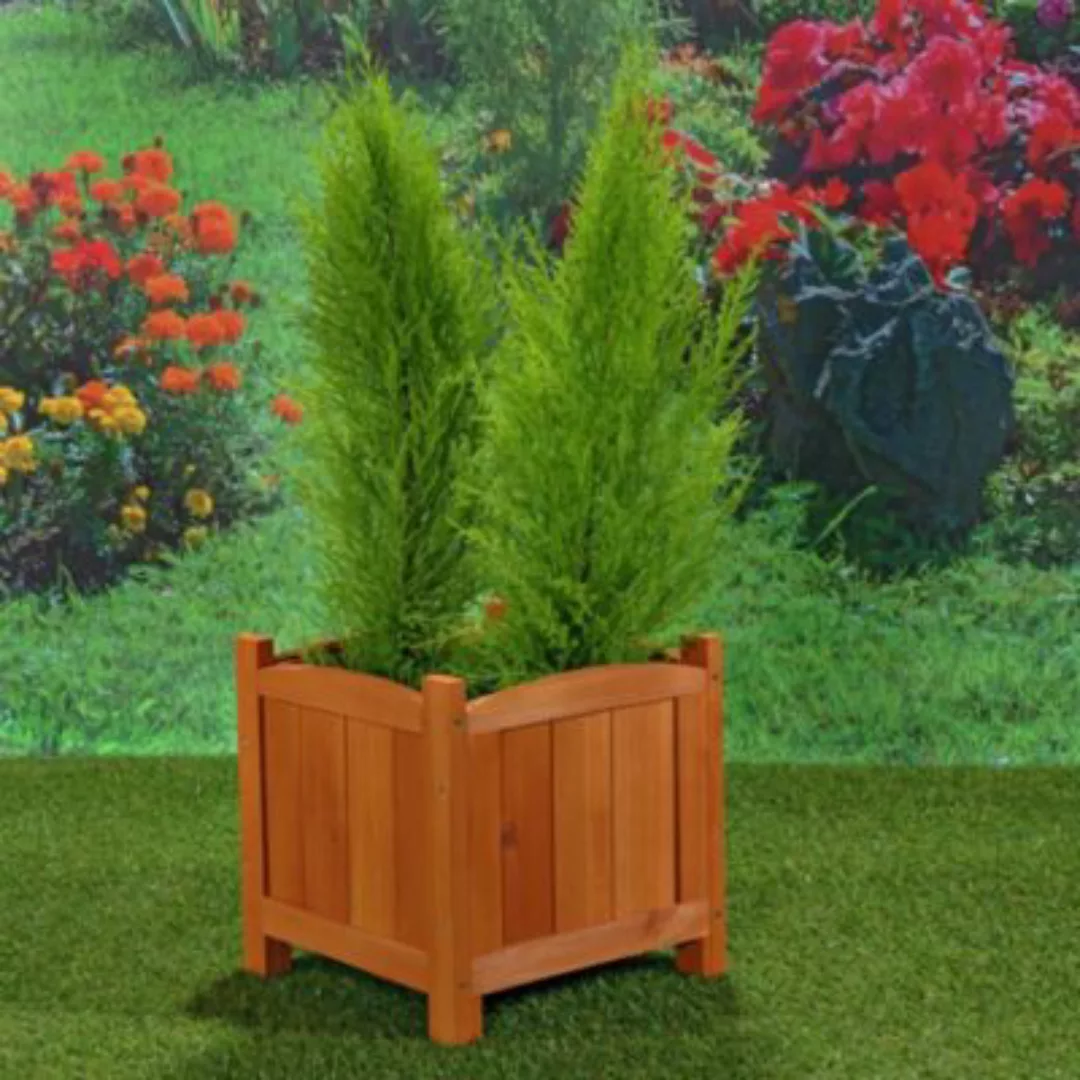 Mucola Blumenkasten Blumentopf Pflanztrog aus Holz in Braun 30x30x30 CM Eck günstig online kaufen