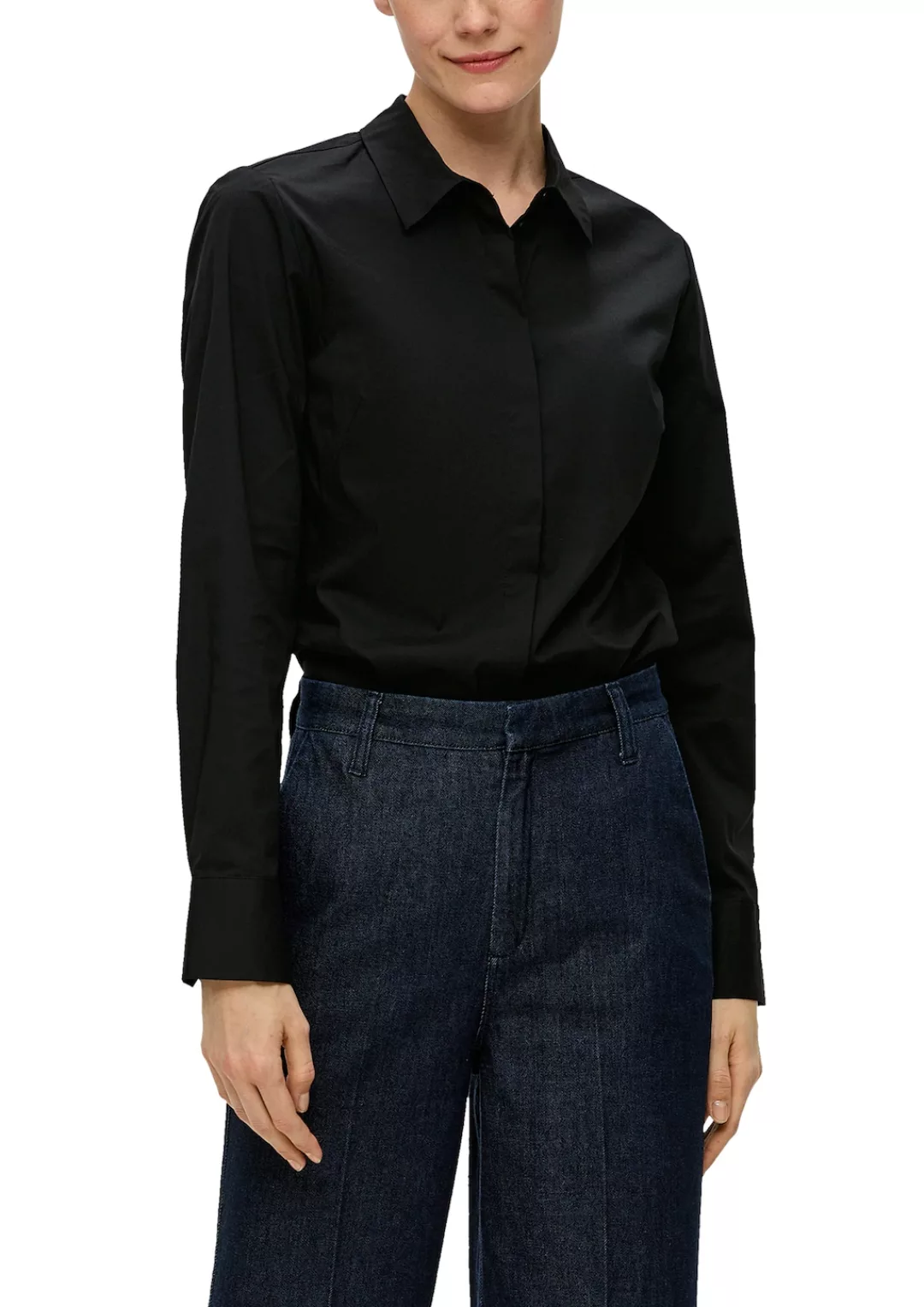 s.Oliver BLACK LABEL Klassische Bluse mit verdeckter Knopfleiste günstig online kaufen