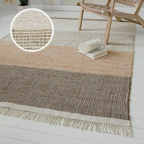 my home Teppich »Dallin«, rechteckig, 4 mm Höhe, 80% Jute, handgewebt, mit günstig online kaufen