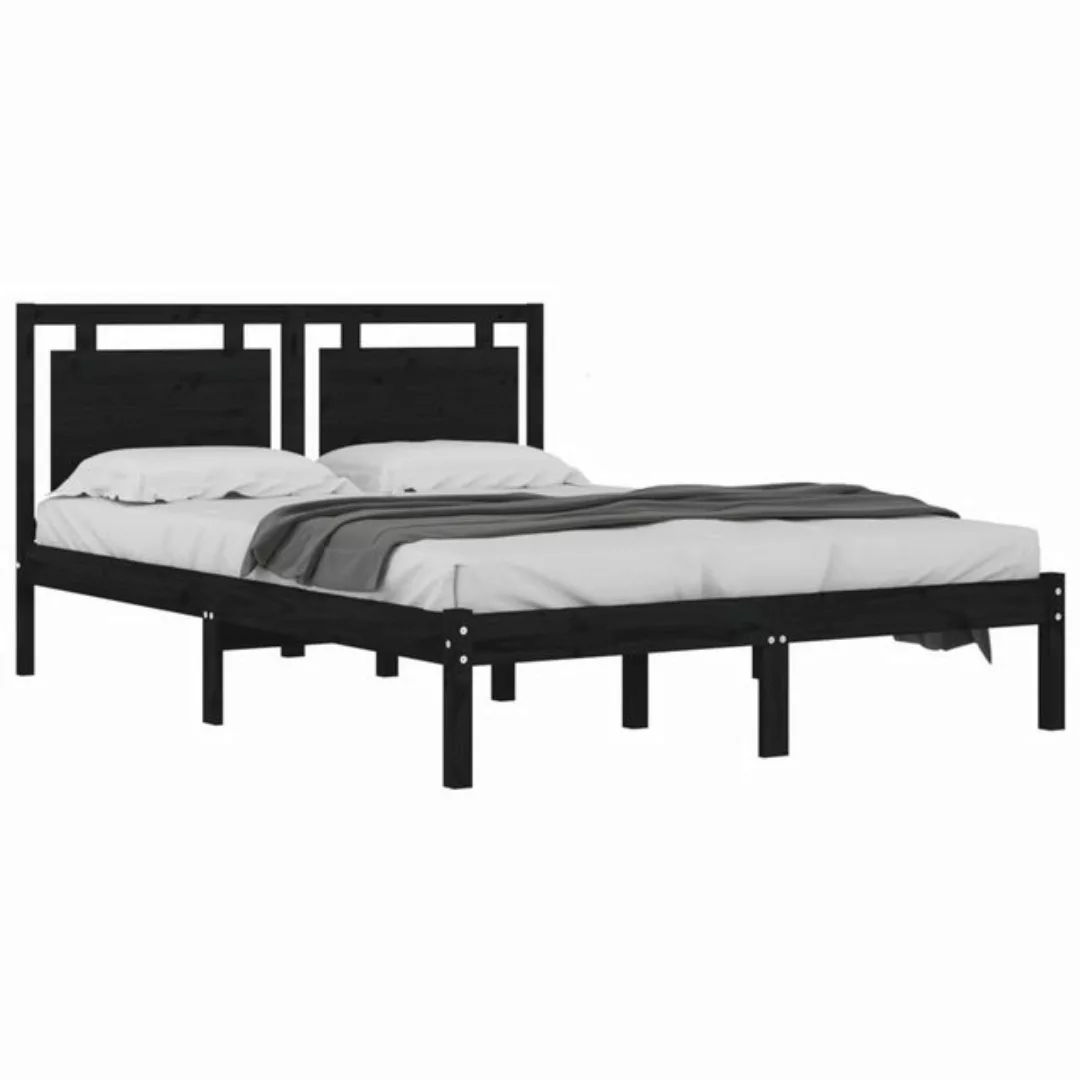 furnicato Bettgestell Massivholzbett Schwarz 120x190 cm (1-tlg) günstig online kaufen