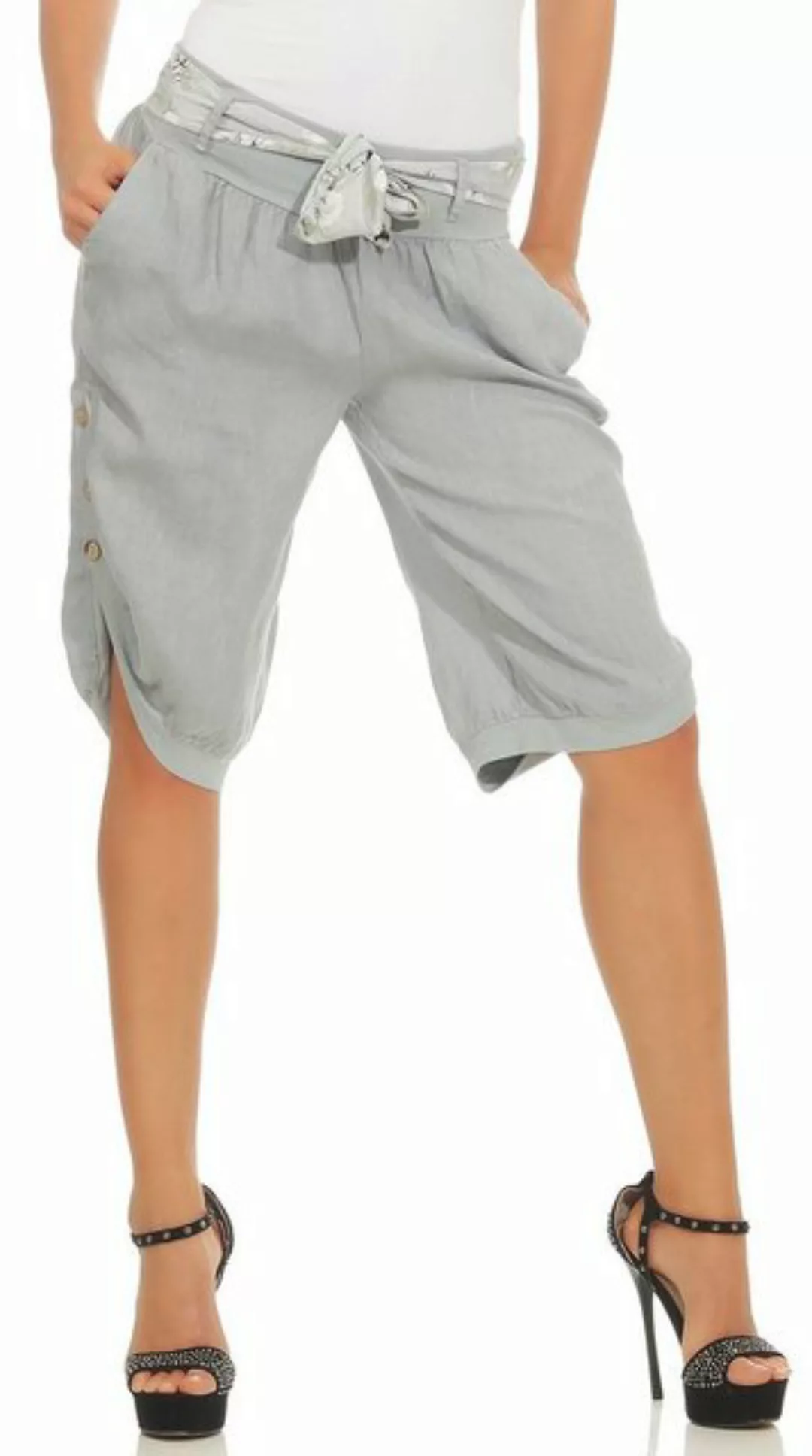 Mississhop Leinenhose Damen Capri Leinenshorts Bermuda 100 % Leinen kurze H günstig online kaufen