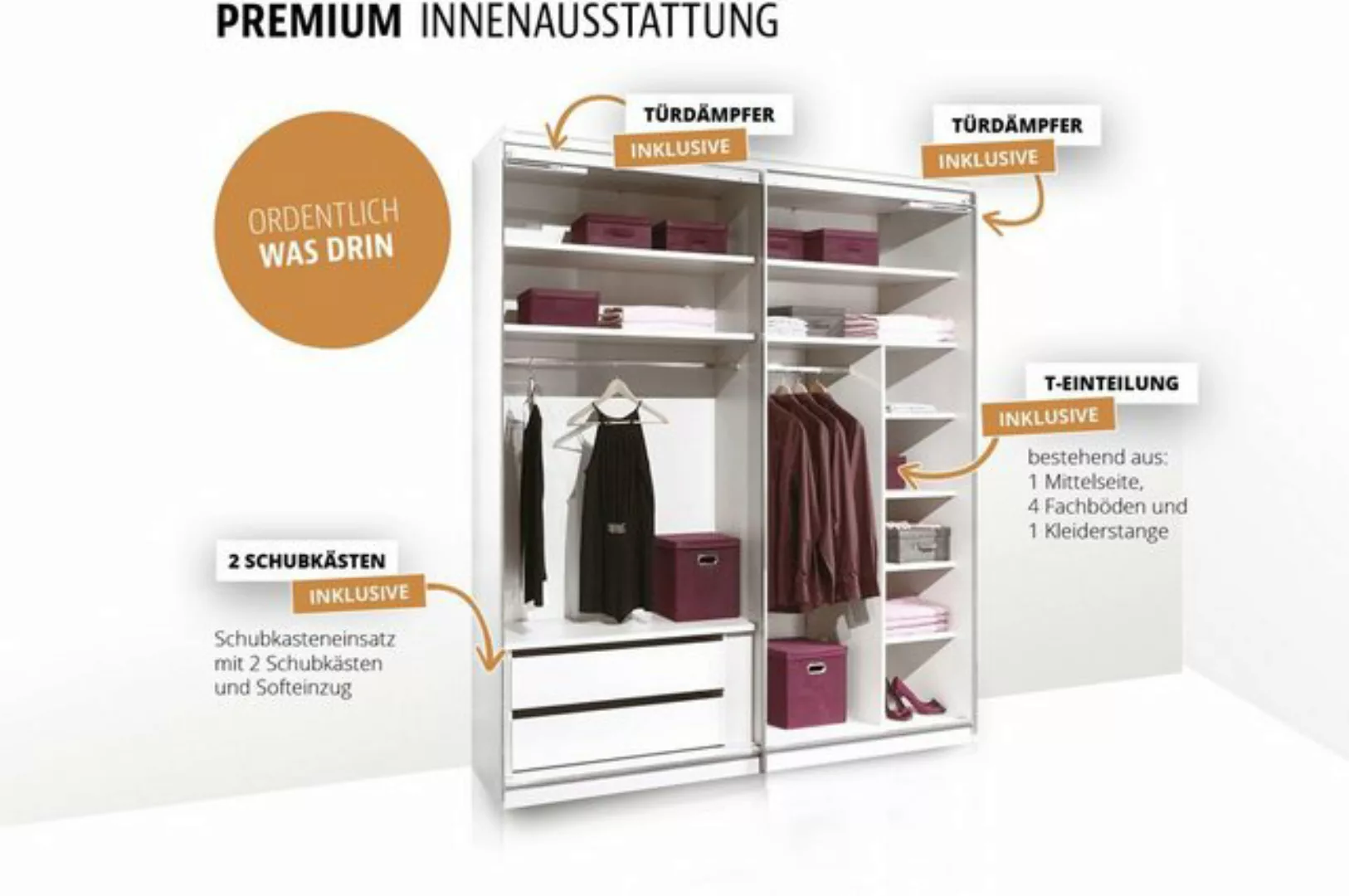 STAUD Schwebetürenschrank Includo Glas, Made in Germany günstig online kaufen