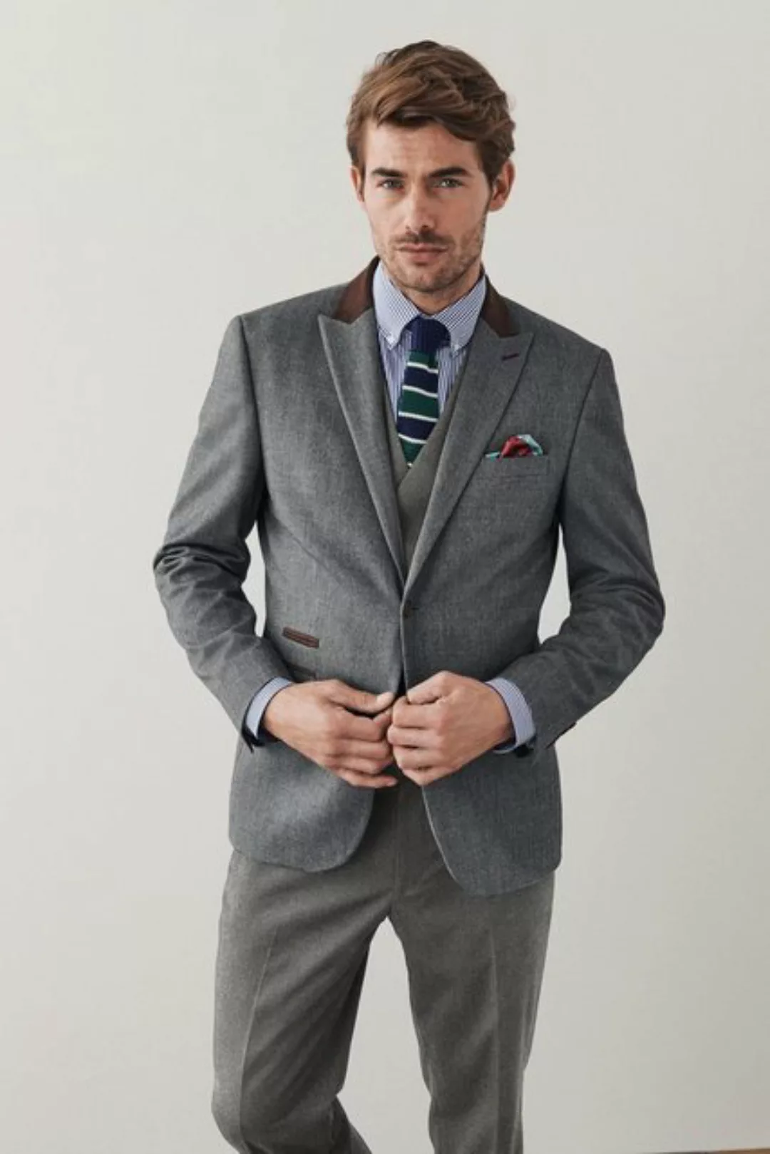 Next Baukastensakko Donegal-Anzug mit Besatz: Sakko-Tailored-Fit (1-tlg) günstig online kaufen