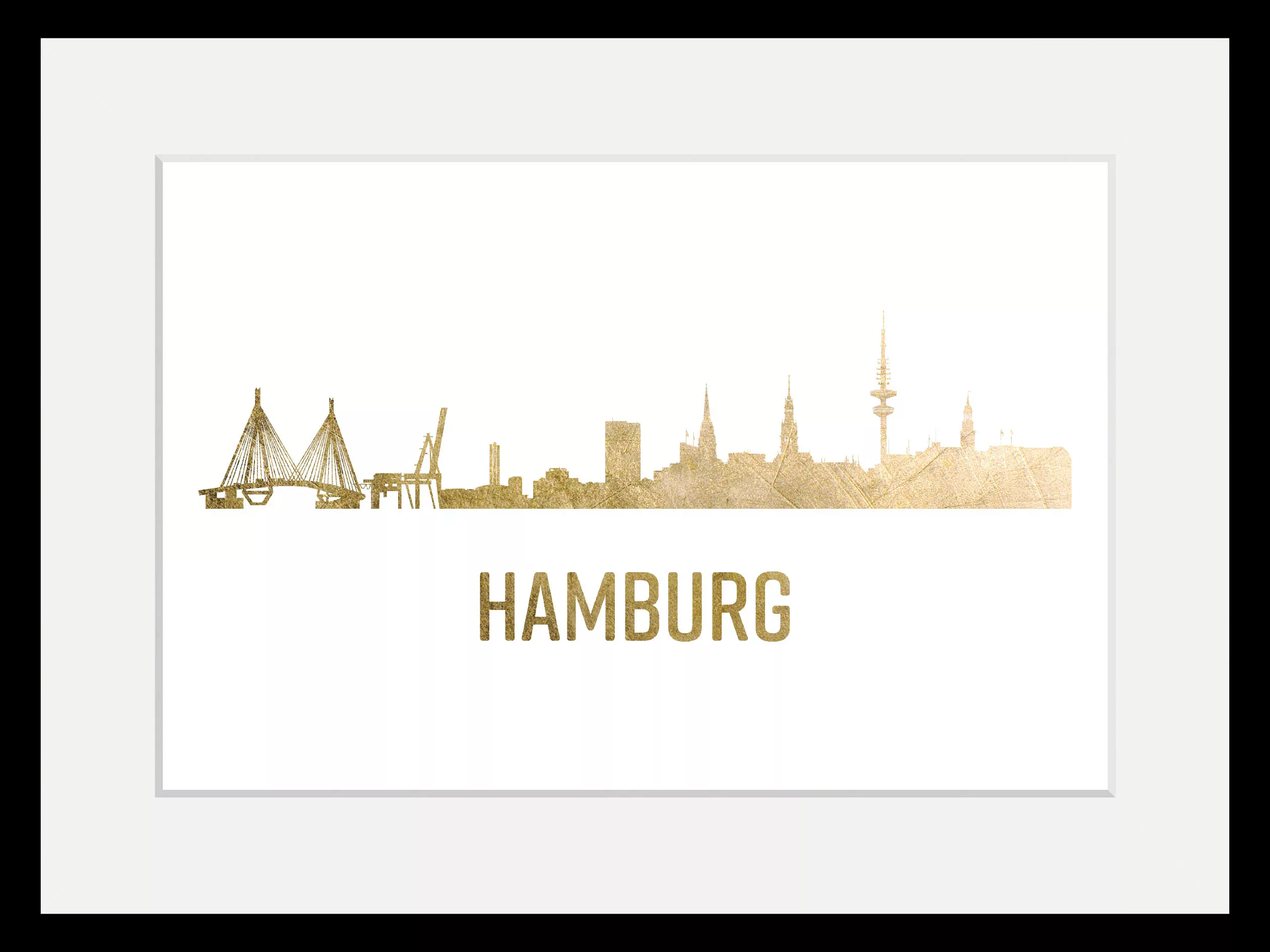 queence Bild »Hamburg Skyline GOLD«, Städte-Schriftzug-Deutschland-Stadt-Ha günstig online kaufen