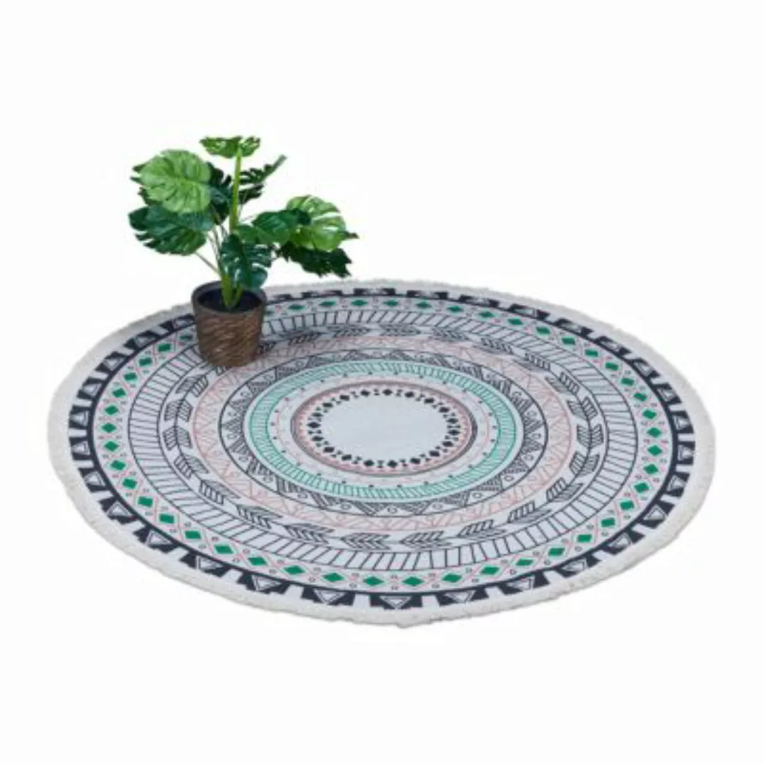 relaxdays Runder Teppich mit Mandala-Design beige-kombi günstig online kaufen
