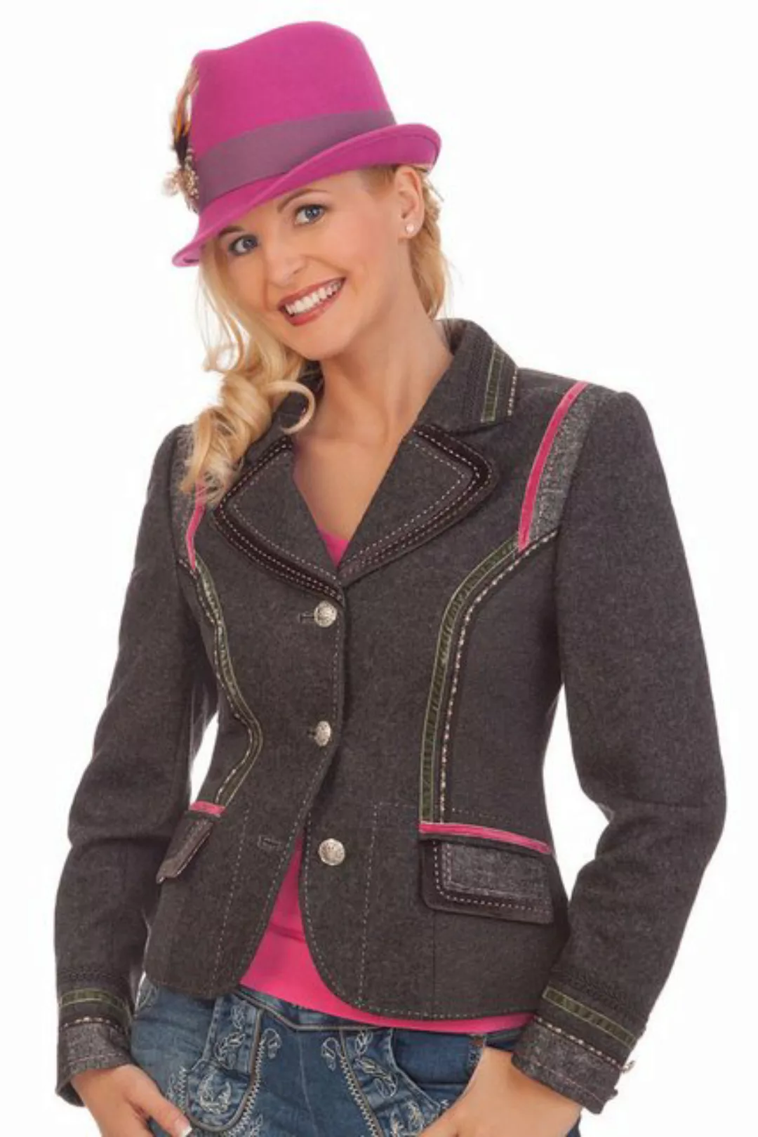 KRÜGER COLLECTION Trachtenjanker Trachtenjacke Damen - WERA - anthrazit günstig online kaufen