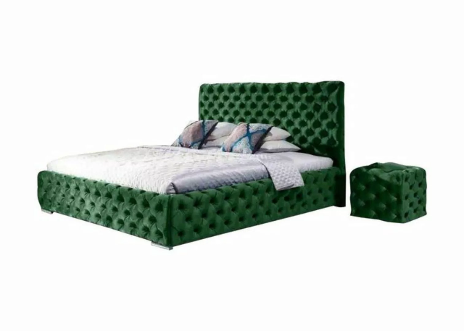 Xlmoebel Bett Luxus Chesterfield Bett Set 140x200 Grün Modern Design (Bett) günstig online kaufen