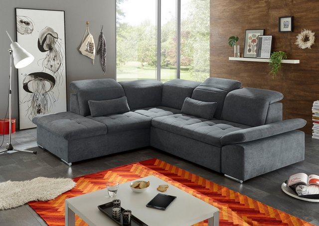 ED EXCITING DESIGN Ecksofa Wayne, mit Schlaffunktion & Bettkasten, 2x Niere günstig online kaufen