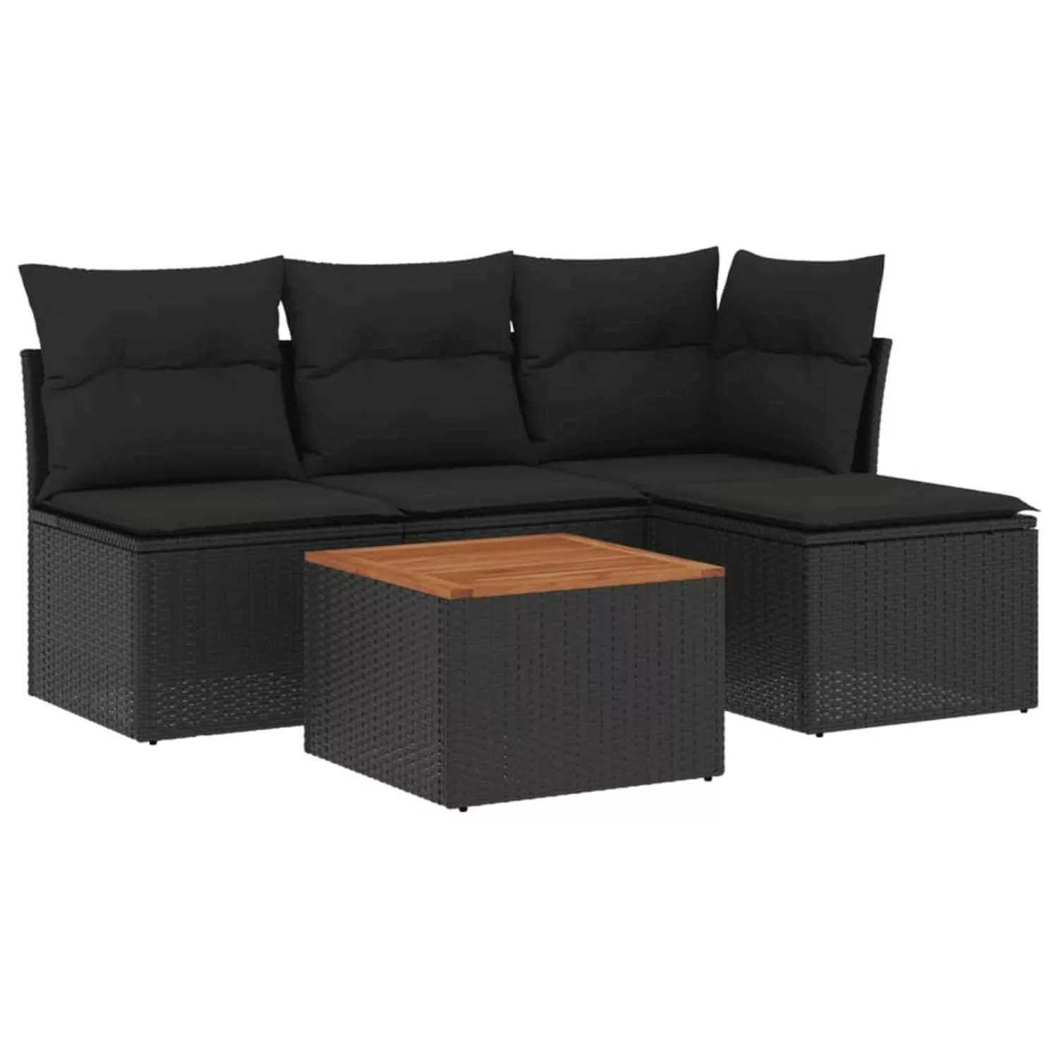 vidaXL 5-tlg Garten-Sofagarnitur mit Kissen Schwarz Poly Rattan Modell 61 günstig online kaufen