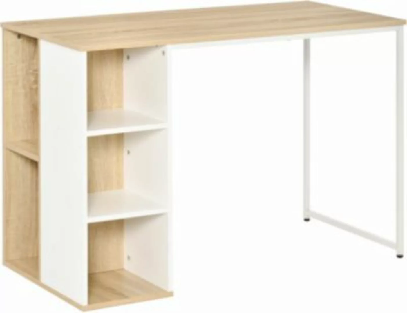 HOMCOM Schreibtisch Tisch mit Bücherregal braun/weiß günstig online kaufen