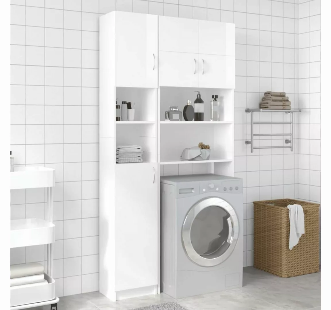vidaXL Waschmaschinenumbauschrank Waschmaschinenschrank-Set Hochglanz-Weiß günstig online kaufen