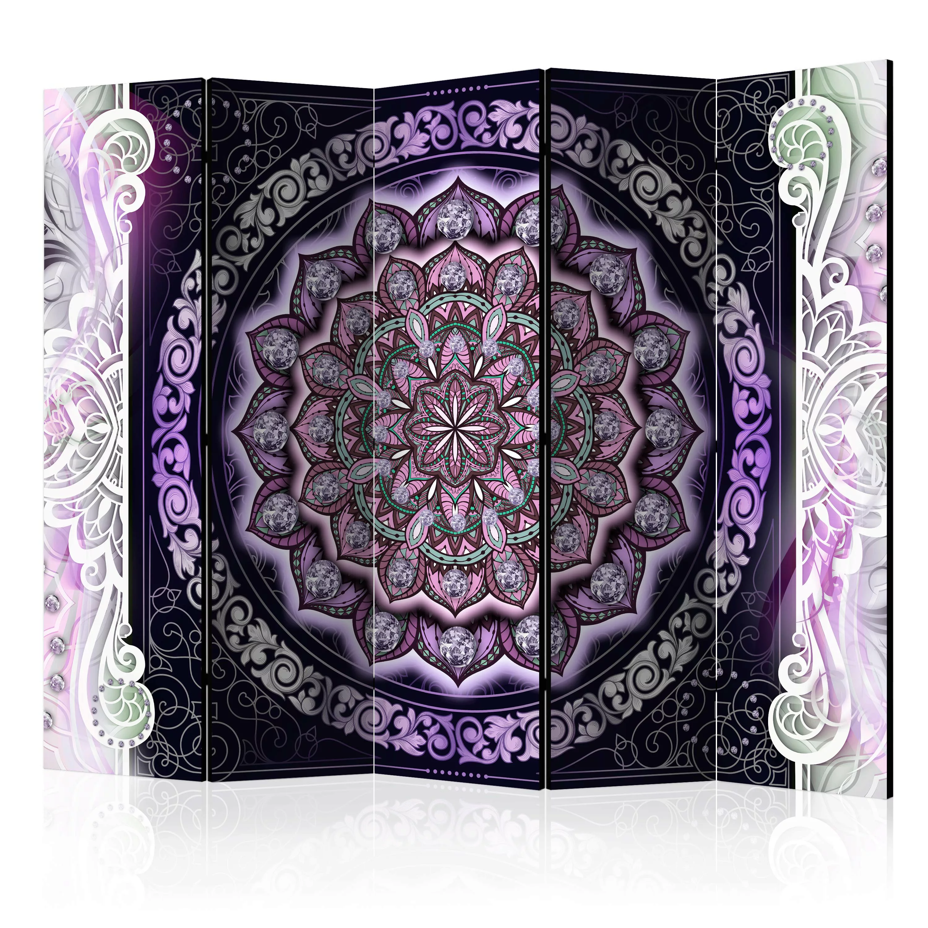 5-teiliges Paravent - Round Stained Glass (violet) Ii [room Dividers] günstig online kaufen
