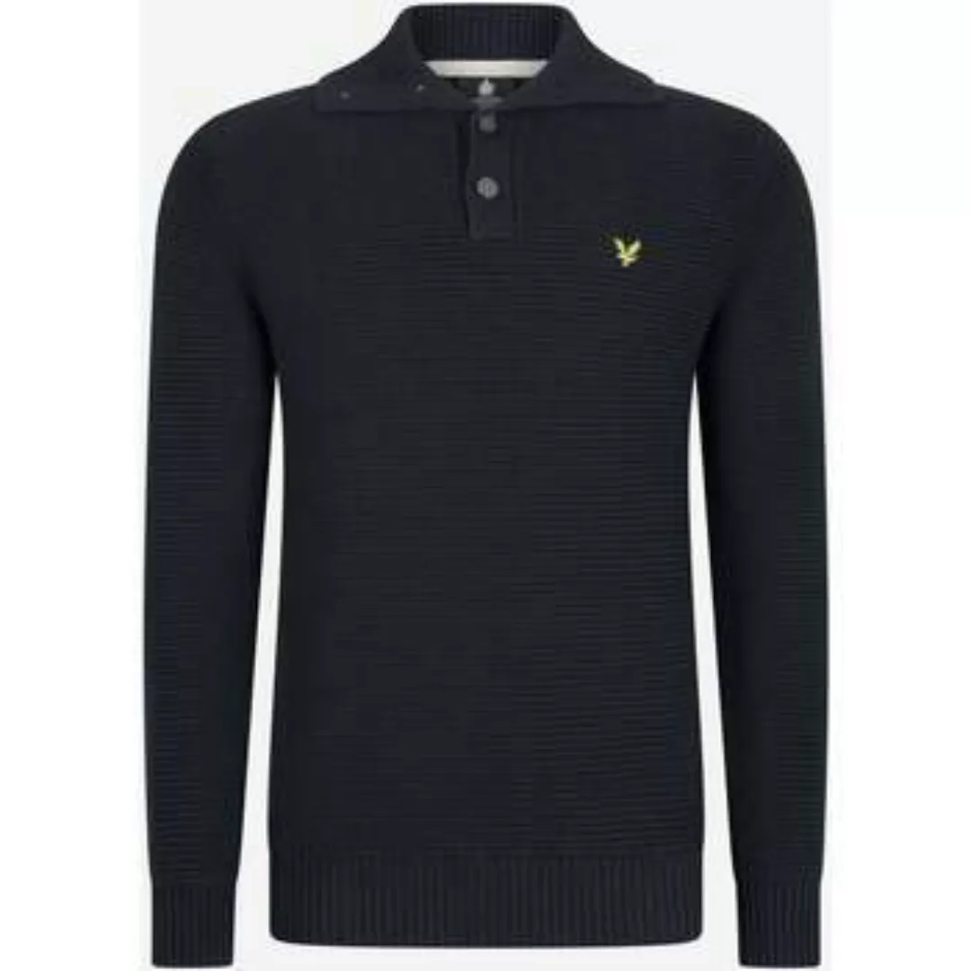 Lyle & Scott  Pullover Grob gerippter, geknöpfter Ausschnitt – Dunkelblau günstig online kaufen