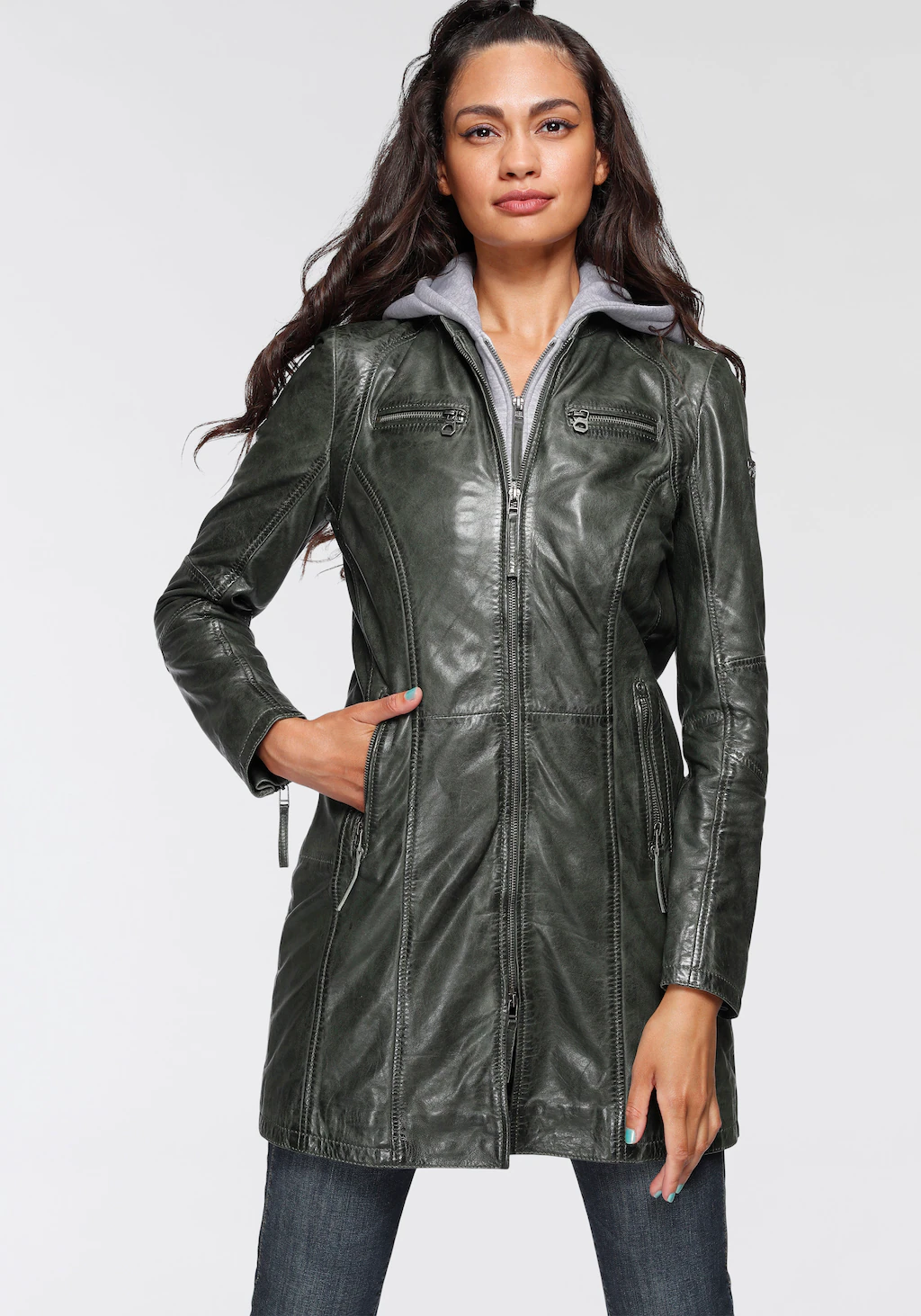 Mauritius Ledermantel "Bente", 2-in-1-Lederjacke mit abnehmbarem Kapuzen-In günstig online kaufen