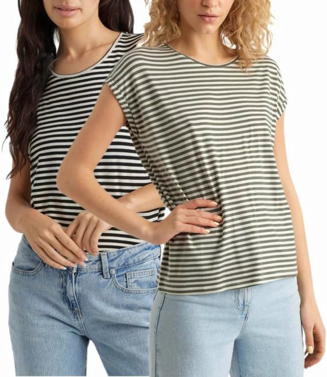 Vero Moda T-Shirt (Sparset) Basic Stripe Shirt im Doppelpack günstig online kaufen