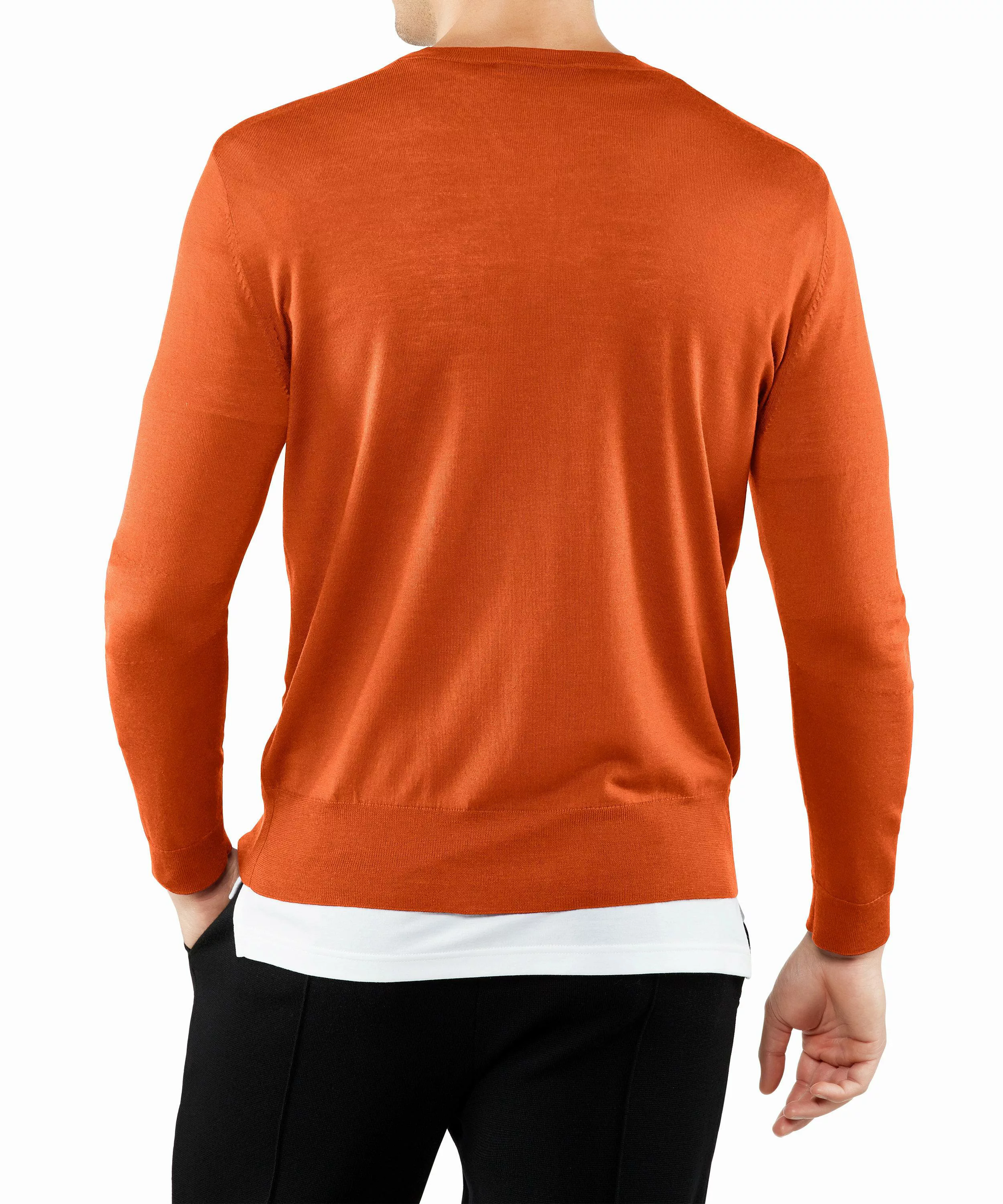 FALKE Herren Pullover V-Ausschnitt, 4XL, Orange, Uni, Schurwolle, 60126-800 günstig online kaufen