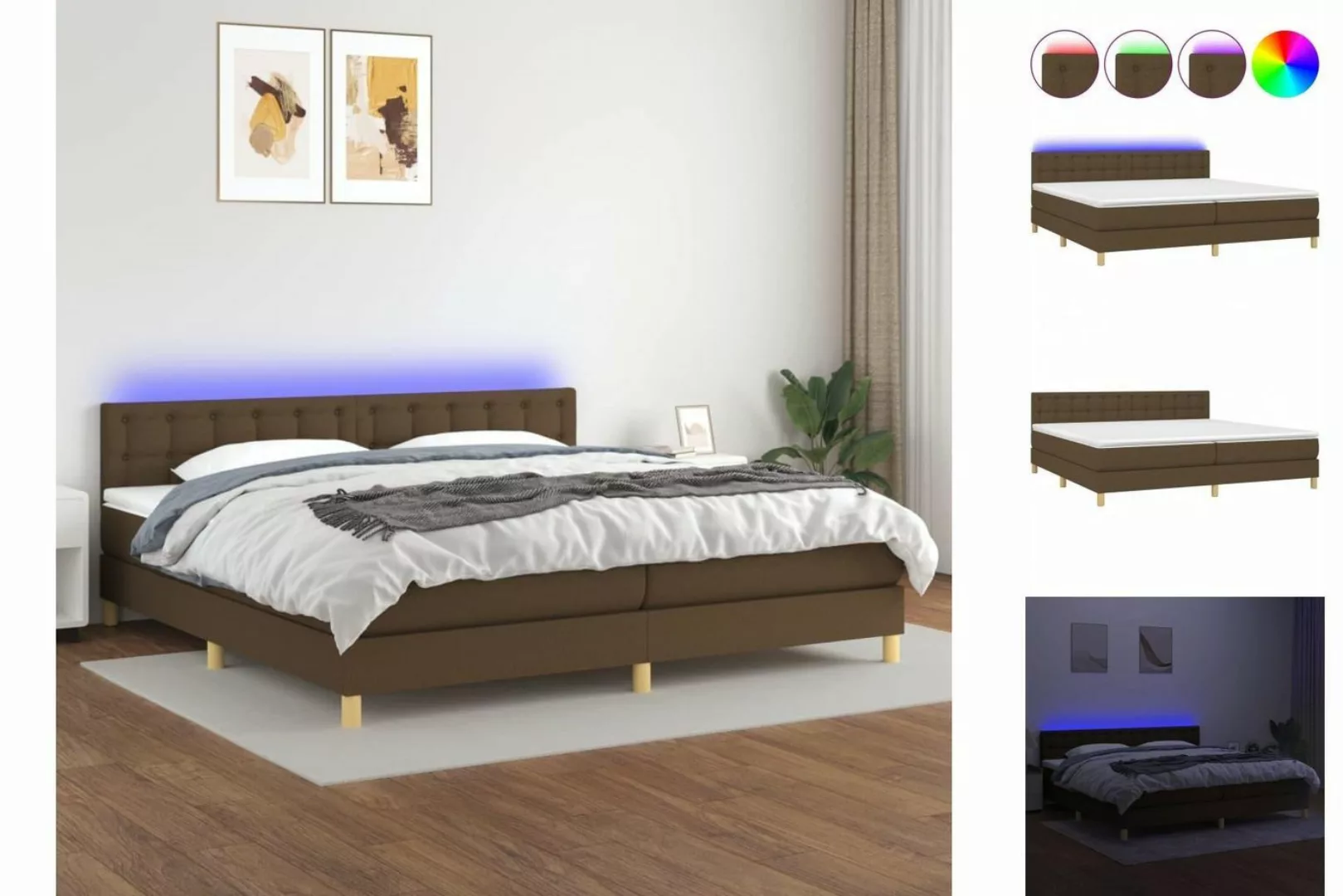 vidaXL Boxspringbett Bett Boxspringbett komplett mit Matratze & LED Stoff ( günstig online kaufen