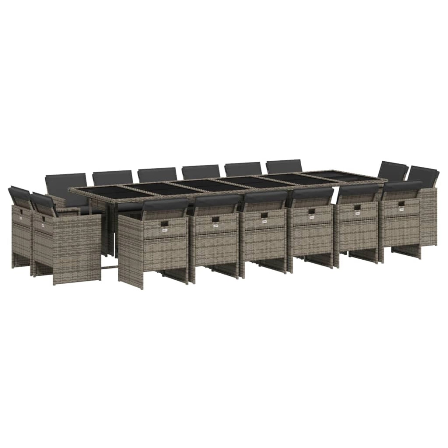 vidaXL 17-Tlg Garten-Essgruppe mit Kissen Grau Poly Rattan 3210704 günstig online kaufen