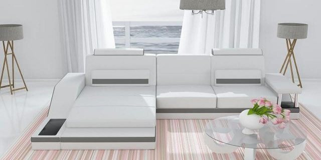 JVmoebel Ecksofa Ecksofa Garnitur Leder Textil Stoff Wohnlandschaft Sofa US günstig online kaufen