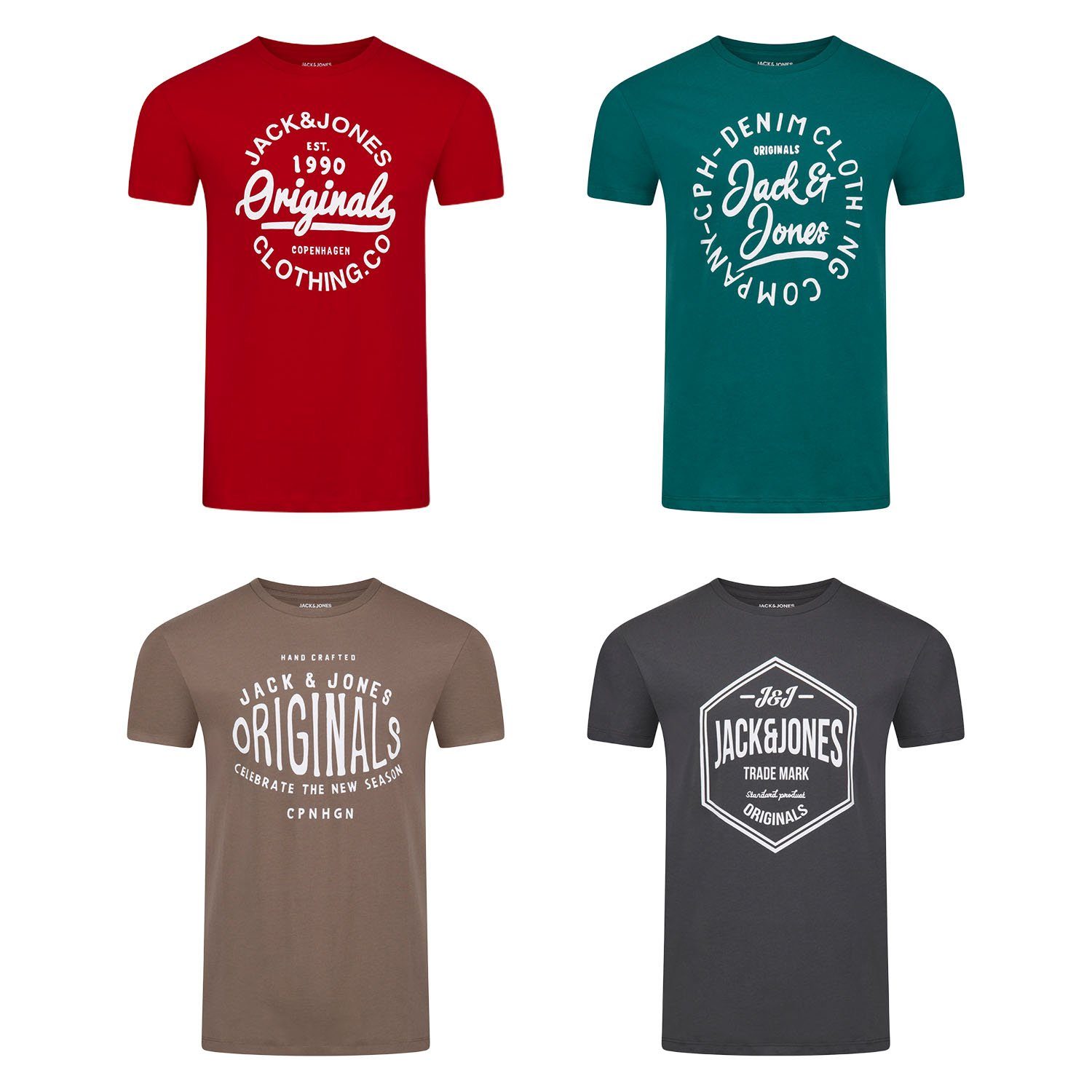 Jack & Jones Tshirt Herren Regular Fit JJLINO 4er Pack Set Pack günstig online kaufen