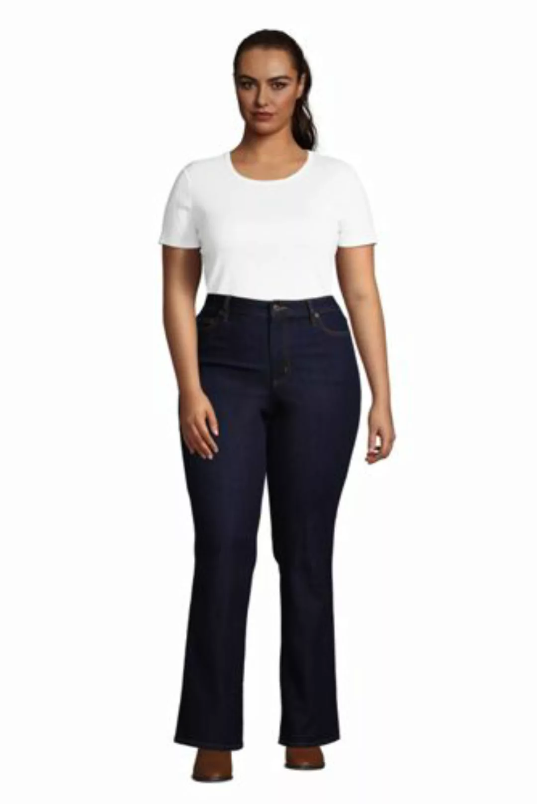 Bootcut Öko-Jeans Mid Waist in großen Größen, Damen, Größe: 48 32 Plusgröße günstig online kaufen