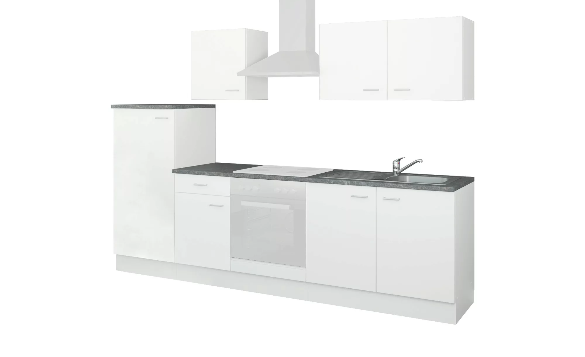 uno Küchenzeile ohne Elektrogeräte  Kiel - weiß - 270 cm - Küchen > Küchenb günstig online kaufen