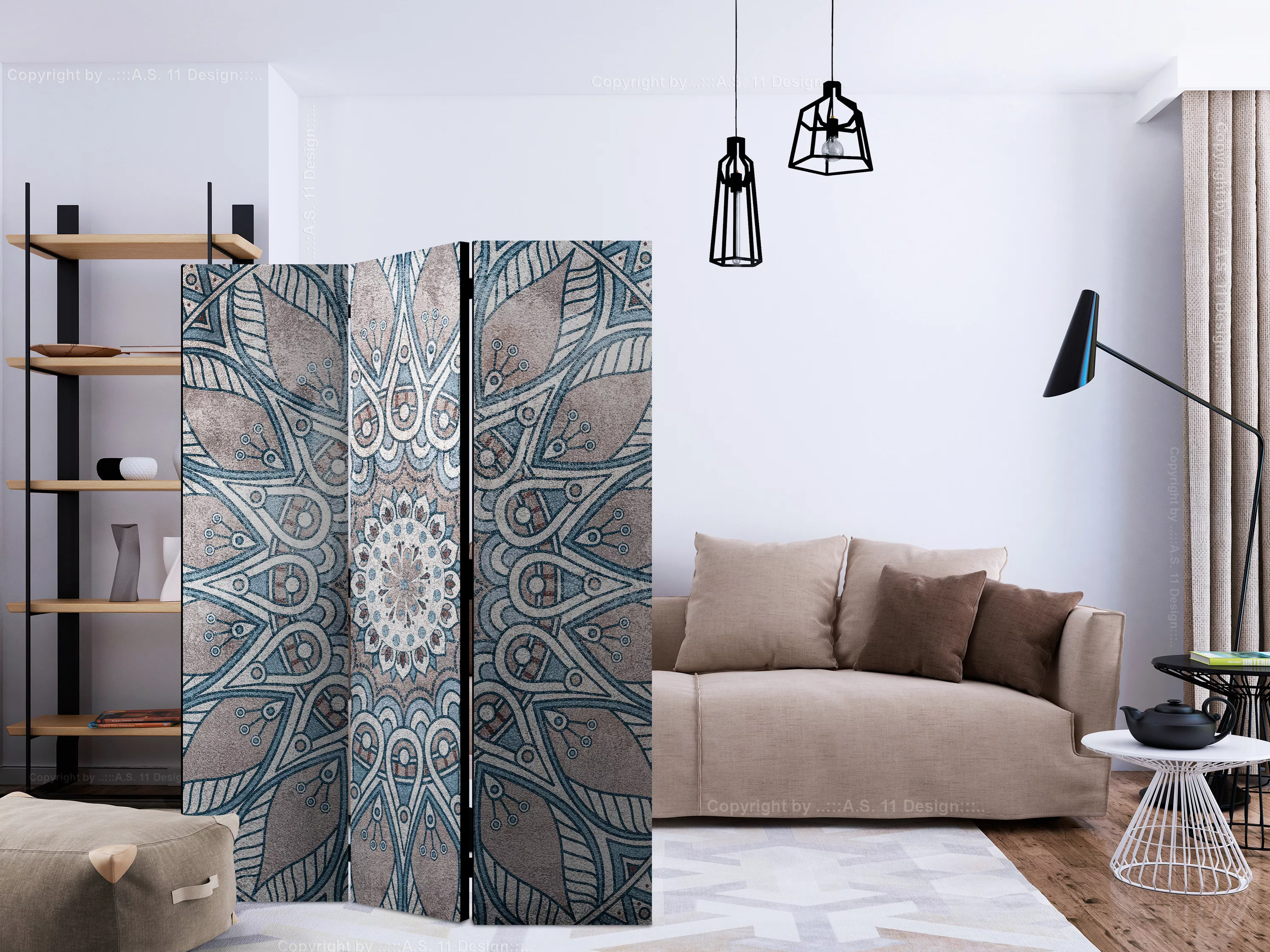 3-teiliges Paravent - Mandala [room Dividers] günstig online kaufen