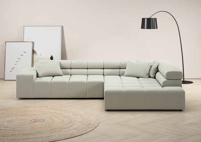 INOSIGN Ecksofa Ancona incl. Kopfteilverstellung, Zierkissen Breite 319cm, günstig online kaufen