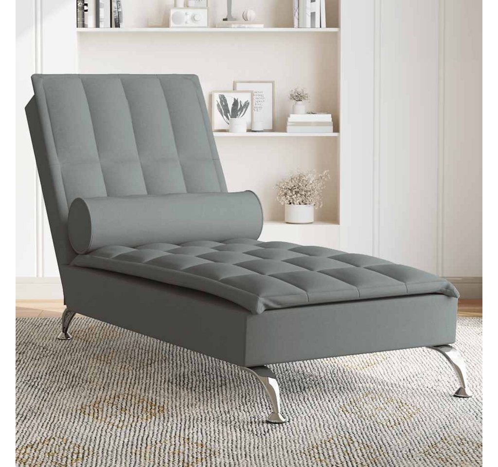 vidaXL Chaiselongue, Massage-Chaiselongue mit Nackenrolle Dunkelgrau Stoff günstig online kaufen