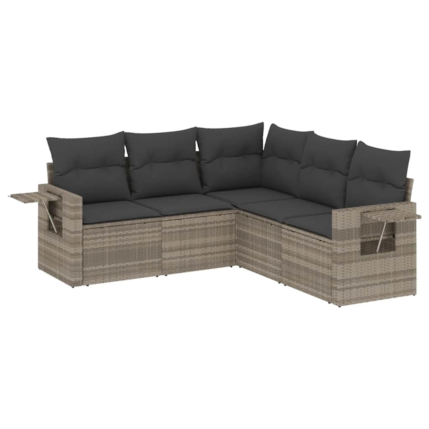 vidaXL 5-Tlg Garten-Sofagarnitur mit Kissen Hellgrau Poly Rattan 3252489 günstig online kaufen
