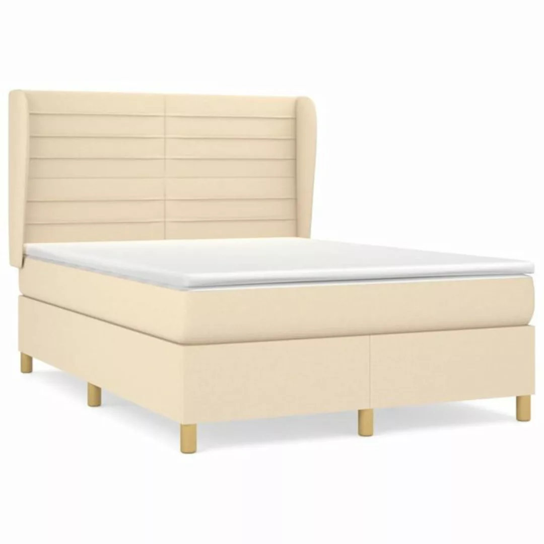 vidaXL Boxspringbett Boxspringbett mit Matratze Creme 140x190 cm Stoff Bett günstig online kaufen