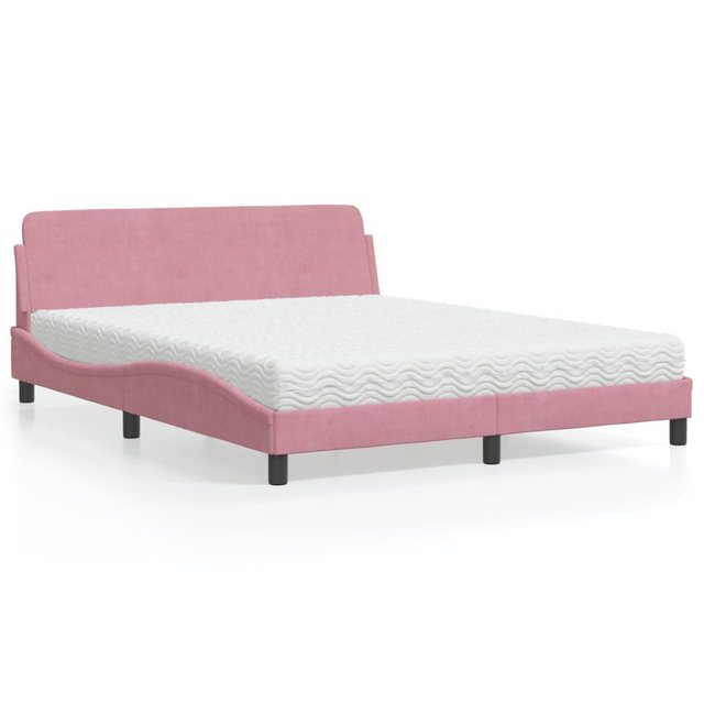vidaXL Bett Bett mit Matratze Rosa 160x200 cm Samt günstig online kaufen