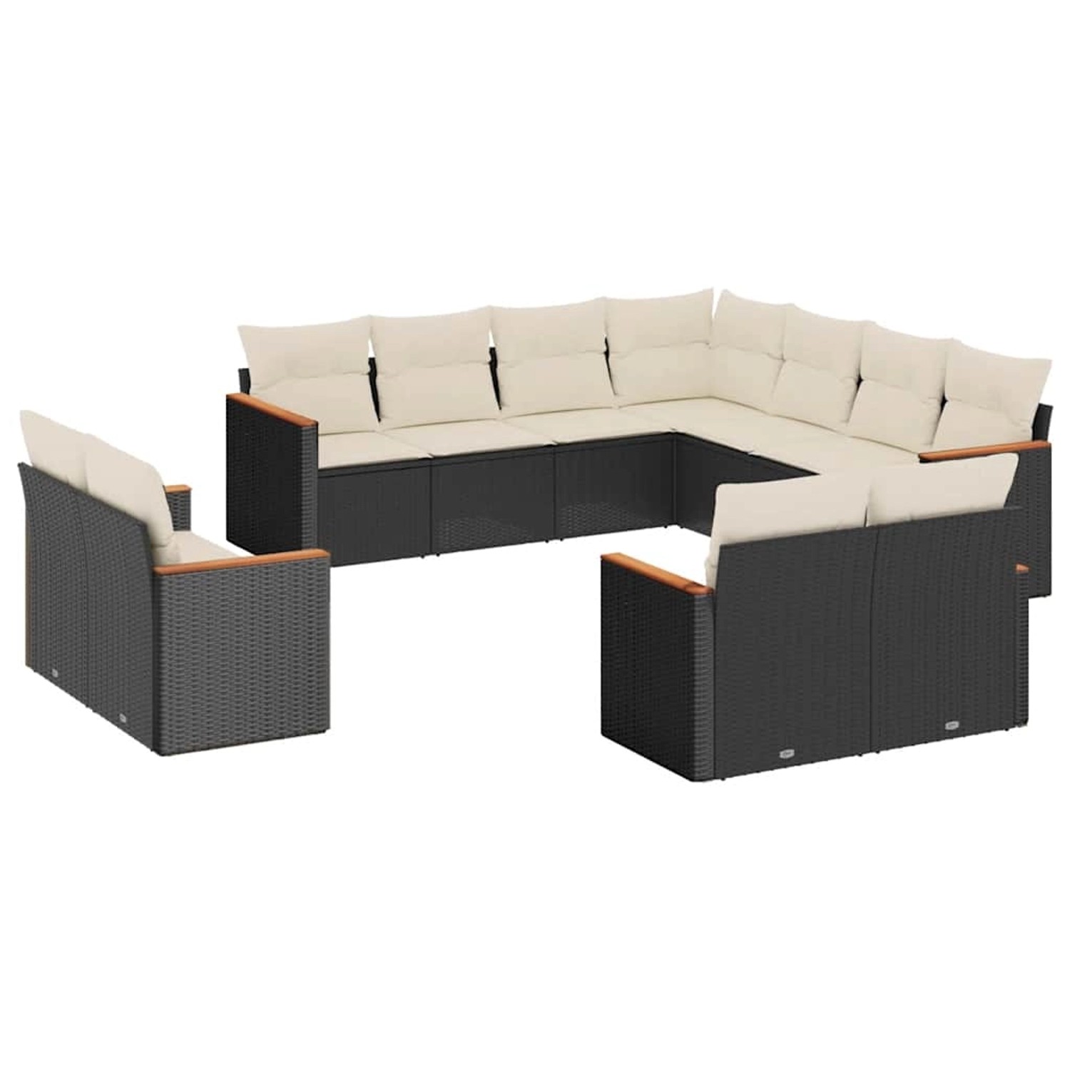 vidaXL 11-Tlg Garten-Sofagarnitur mit Kissen Schwarz Poly Rattan 3226497 günstig online kaufen