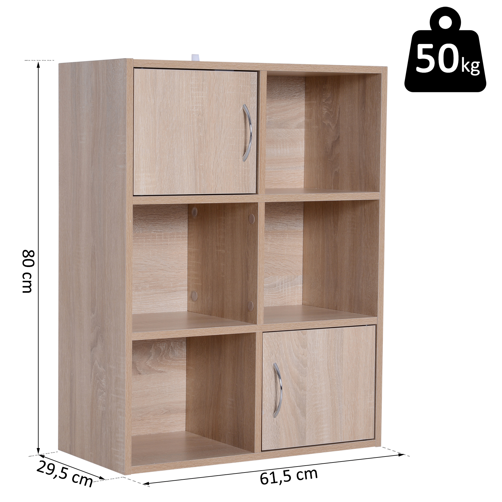 HOMCOM® 6 Fächer Bücherregal Standregal Raumteiler Holz Natur   Aosom günstig online kaufen