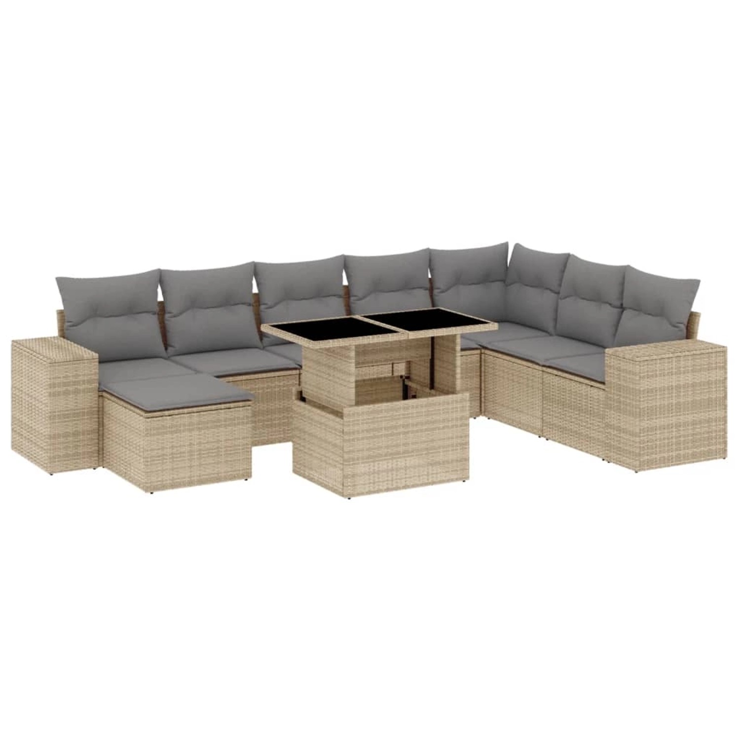 vidaXL 9-tlg Garten-Sofagarnitur mit Kissen Beige Poly Rattan Modell 266 günstig online kaufen