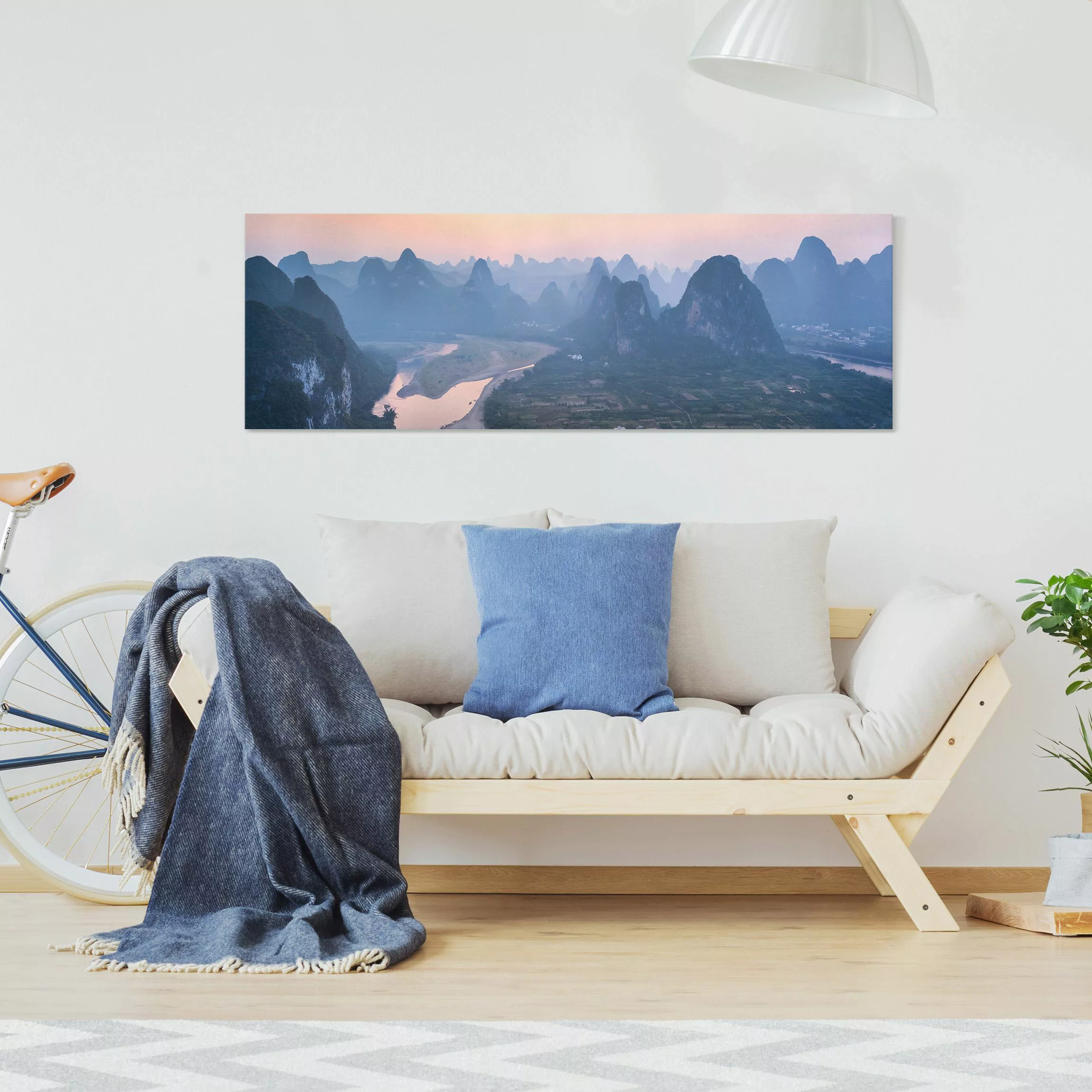 Leinwandbild Stadt am Fluss günstig online kaufen