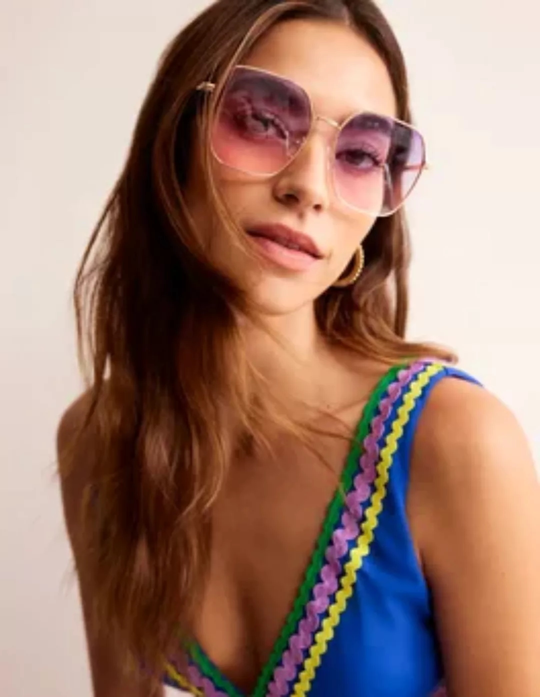 Eckige Sonnenbrille aus Metall Damen Boden, Lila/Rosa günstig online kaufen