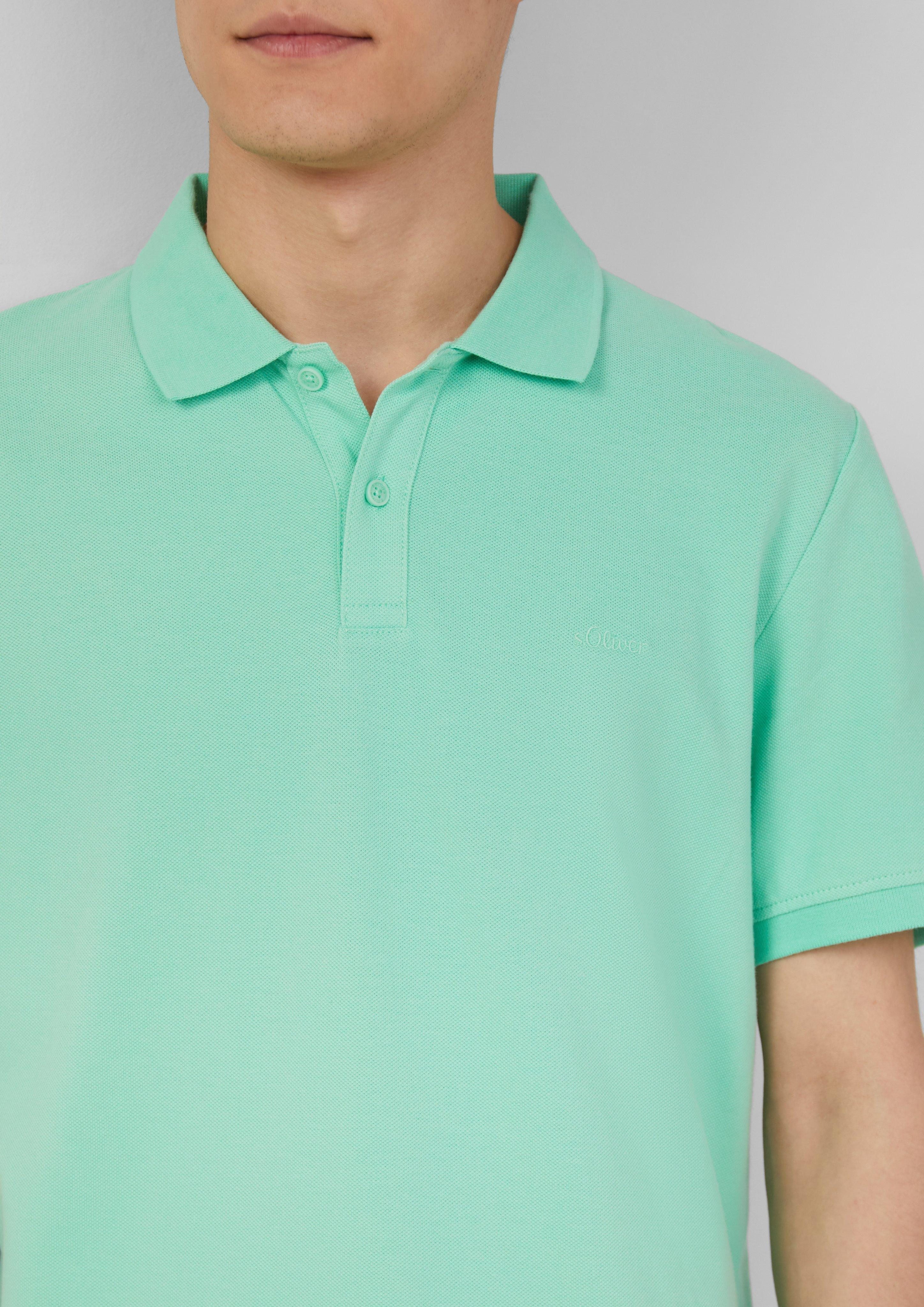 s.Oliver Kurzarmshirt Poloshirt aus Baumwollpiqué Logo günstig online kaufen