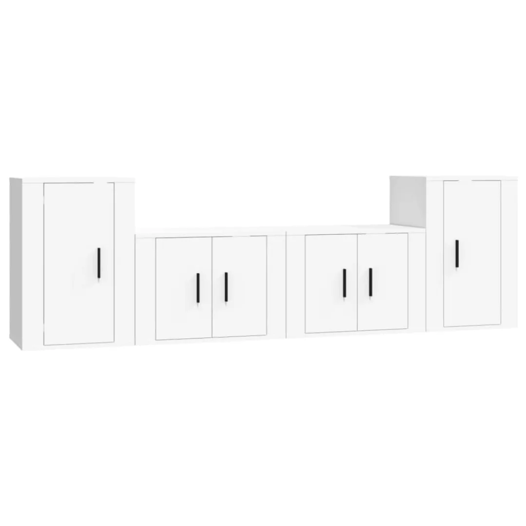 Vidaxl 4-tlg. Tv-schrank-set Weiß Holzwerkstoff günstig online kaufen