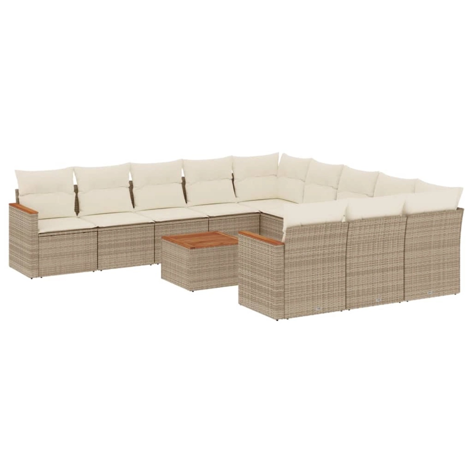 vidaXL 12-Tlg Garten-Sofagarnitur mit Kissen Beige Poly Rattan 3258838 günstig online kaufen