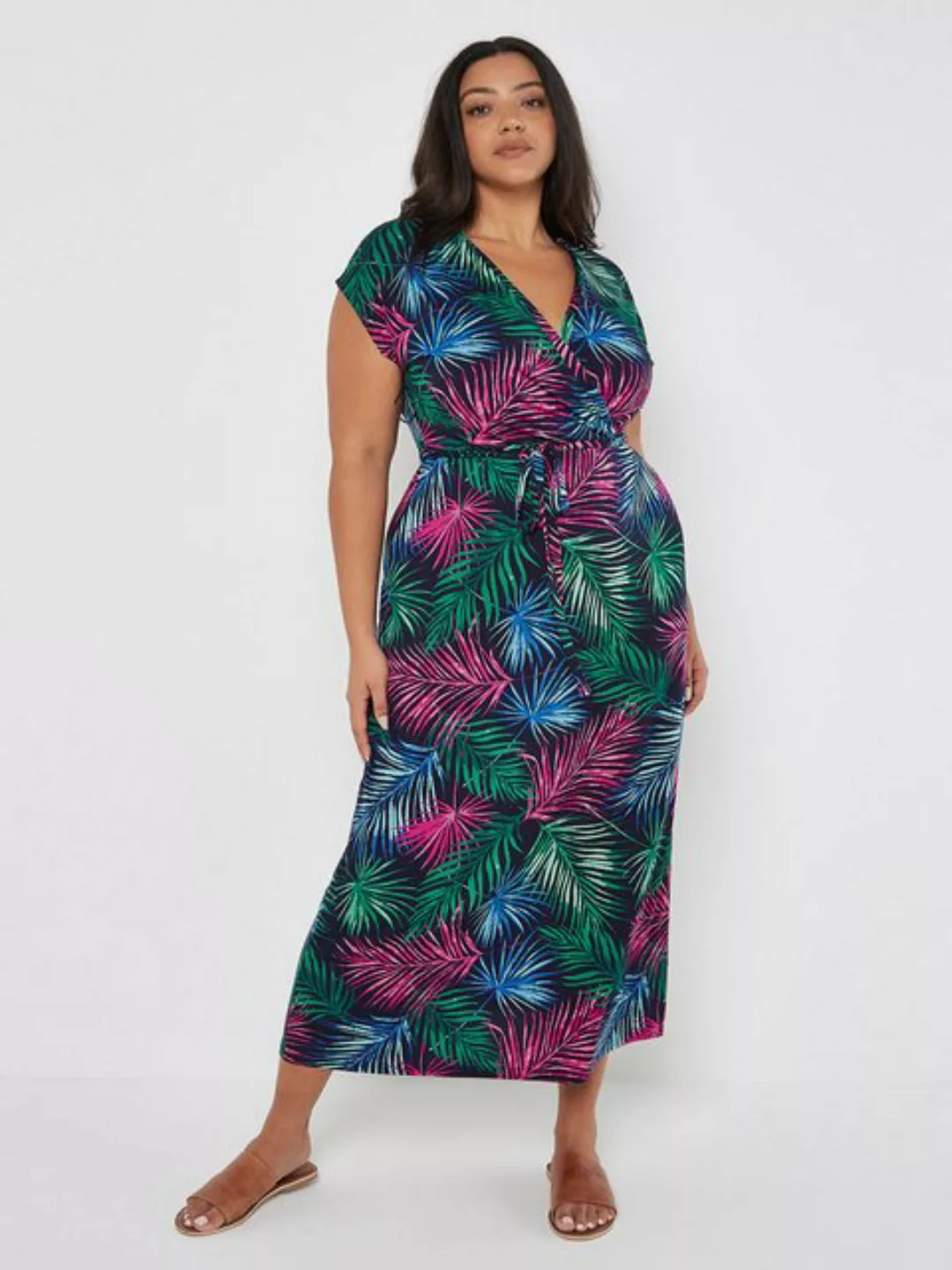 Apricot Maxikleid Tropical Palm Maxi Wrap Dress, in Wickeloptik, mit Blumen günstig online kaufen