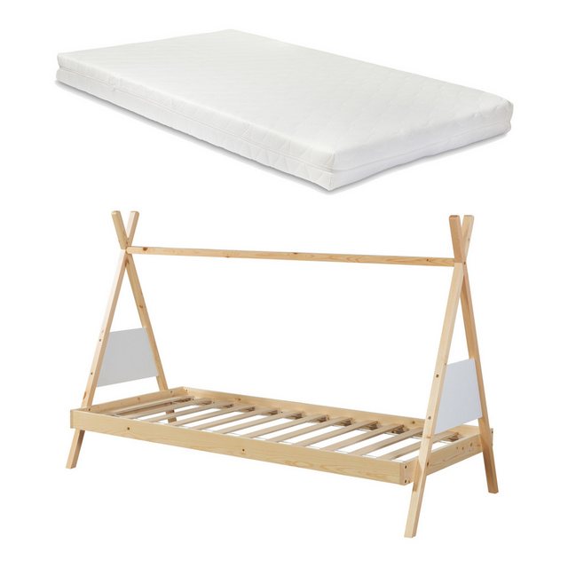 en.casa Kinderbett (Bett und Matratzen), »Siikajoki« Tipi-Bett 90x200cm Kie günstig online kaufen
